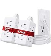 Flat Plug Power Strip, 5Ft Extension Cord with Multiple Outlets, 3 Sided Outlet Extender Charging...