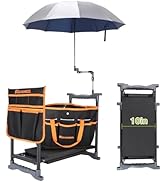 KELHOMECL Garden Kneeler and Seat with Umbrella, 2-in-1 Foldable Gardening Stool with Adjustable ...