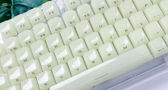 Womier Keyboard Keycaps Jelly - Ceramic Keycaps Style, Clear Creamy Green Key Cap