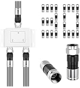 SATUY RG6 Compression Connectors, F Type 75 Ohm Coaxial Connectors, Weatherproof Design, Tri Quad...
