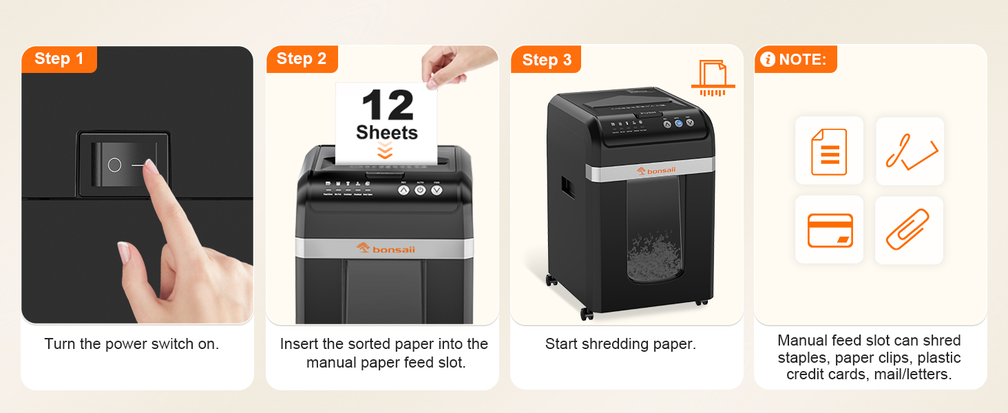 Bonsaii Auto Feed Industrial Paper Shredder for Business