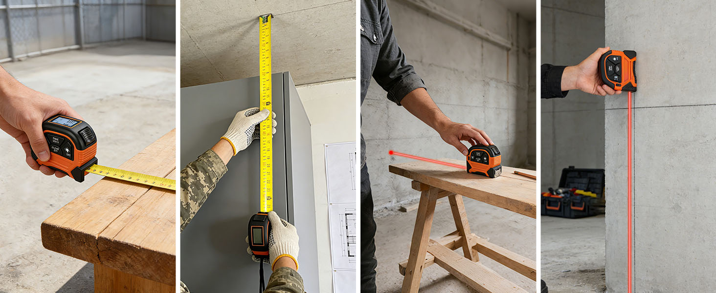 multifunctional digital tape measure with laser