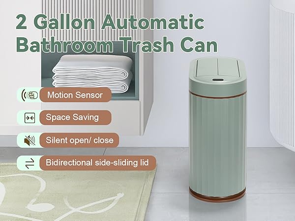 Green motion sensor smart trash can butterfly lid1