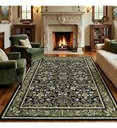GarveeHome 5x7 Washable Area Rugs for Living Room, Boho Vintage Rug Non Slip Low Pile Stain Resis...