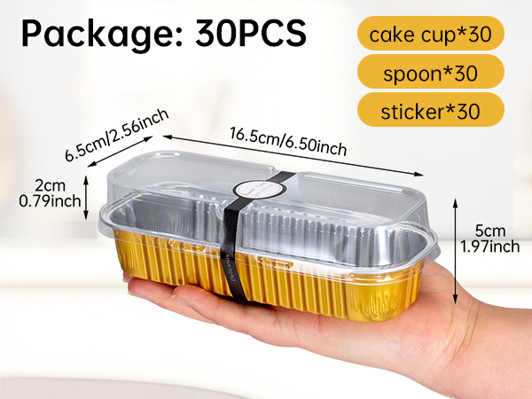 Mini Loaf Cake Pan with Lids and Spoons Disposable Aluminum Tin Foil Pans
