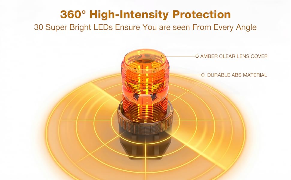 Magnetic Amber Led Strobe Lights 12V 24V Safety Warning Roof Top Flasher Emergency Flashing Beacon