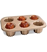 Kofebe Canele Molds, 6-Cavity Canele Cake Pan, Non-Stick Muffin Bakeware, Carbon Steel Cupcake Pa...