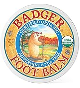 Badger Foot Balm, Organic Tea Tree &amp; Olive Oil Foot Care for Dry Cracked Heel Repai, 2 oz Cream