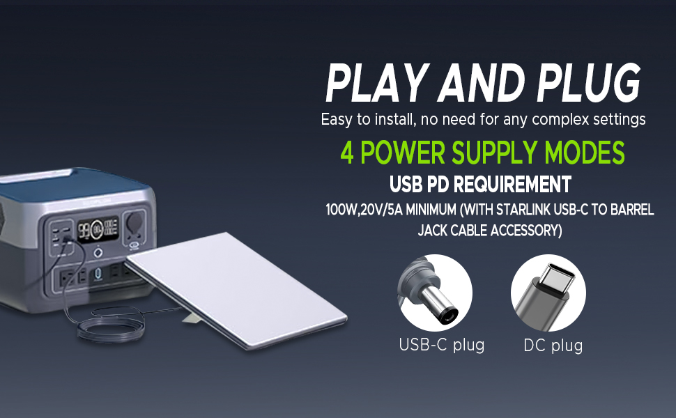 Starlink Mini USB-C to DC Power Cable,