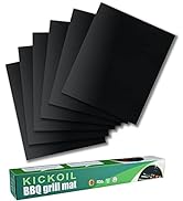 KICKOIL BBQ Grill Mats for Outdoor Grill Non-Stick Reusable Grill Mat Set of 6 15.7" x 13 Inch Gr...