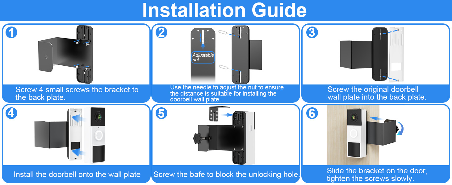 tapo doorbell camera mount anti theft doorbell mount no-drill Adjustable doorbell mounting bracket