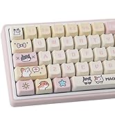 TYRIXKI PBT Keycaps 132 Keys Pixel Cat Keycaps Dye-Sublimation Cute Keycap Mao Profile Custom Key...
