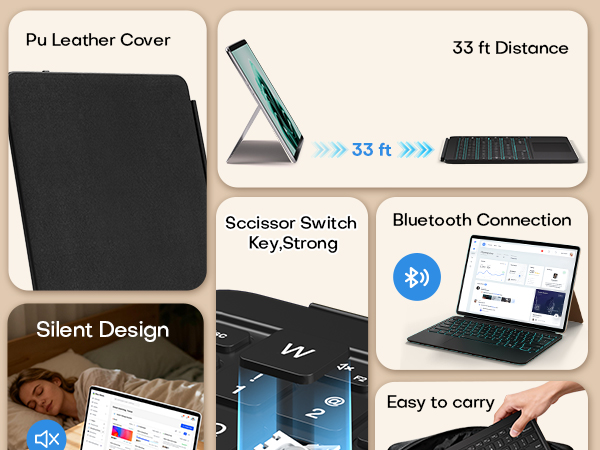 PU Leather Bluetooth Wireless Keyboard