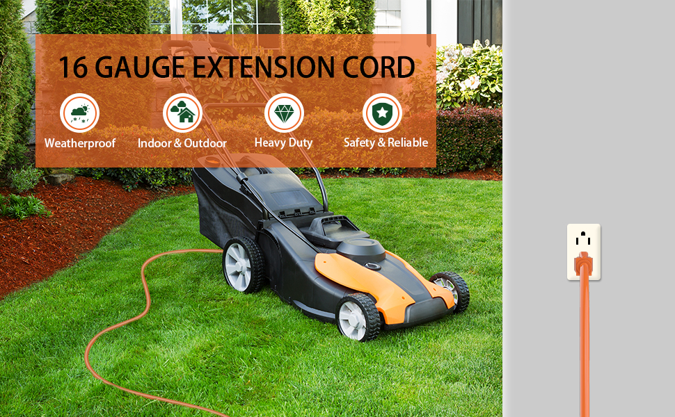 outdoor indoor extension cord 15 25 50ft waterproof 16 gauge extension cord 13A electric cord