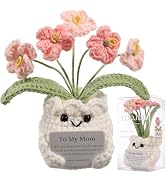 YOOJEE Crochet Forget Me Not Gift for Mom – Mothers Day Gifts from Daughter Son, Handmade Pink Fl...