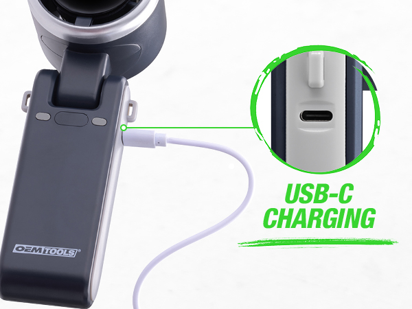 Personal Fan Conveniently Charges with the Included USB-C Charging Cable