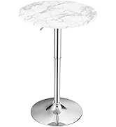 Giantex Round Pub Table Height Adjustable, 360° Swivel Cocktail Pub Table with Sliver Leg and Bas...