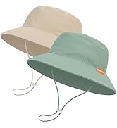 2-Pack Baby Sun Hat Kids Summer UPF 50+ Toddler Bucket Hat Wide Brim Adjustable Beach Hats for Bo...