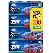 Quart Freezer Bags - Resealable Plastic Freezer Containers - Reusable Double Zipper Pouches for F...