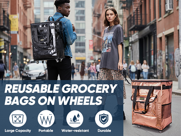 grocery bags on wheel