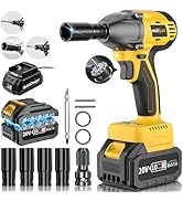Muylux 4.0Ah Battery Cordless Impact Wrench, Brushless 1/2 Impact Gun, 320Ft-lbs(430N.m) 20V High...