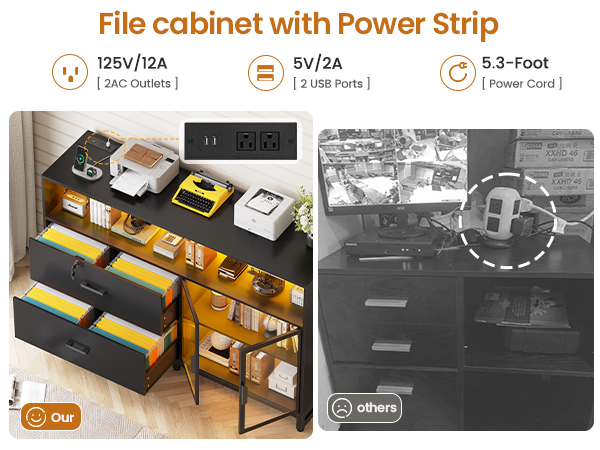 file cabinet with power strip