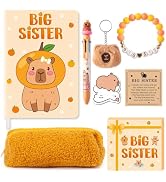 CY2SIDE 7PCS Capy Big Sister Gifts Announcement Set for Girl Include Capy Notebook 6-in-1 Pen Sti...