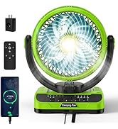 40000mAh Battery Operated Camping Fan - 136H Max Cooling, Rechargeable Battery Powered Oscillatin...