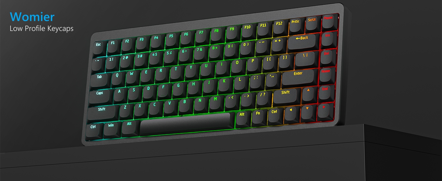 Low Profile Keycap, Shine Through Keycaps, Custom Keyboard Keycaps 75 Percent Black keycaps