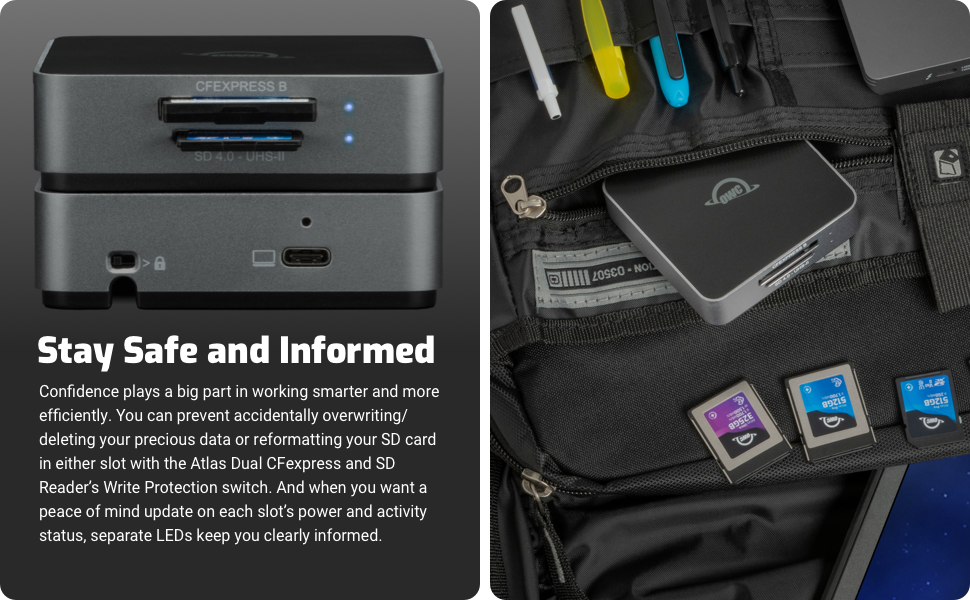 OWC Atlas Dual CFexpress + SD Card Card Reader-stay safe