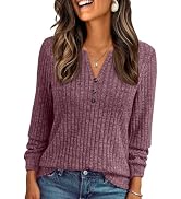AUTOMET Womens Henley Long Sleeve Shirt Fall Top V Neck Fashion Dreesy Casual Tunic Sweaters Clot...