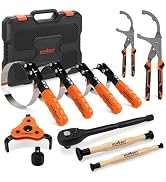 11-Piece Oil Filter Wrench Set with Storage Case - Swivel Wrenches Fit 2-3/4" to 5-1/4", Adjustab...