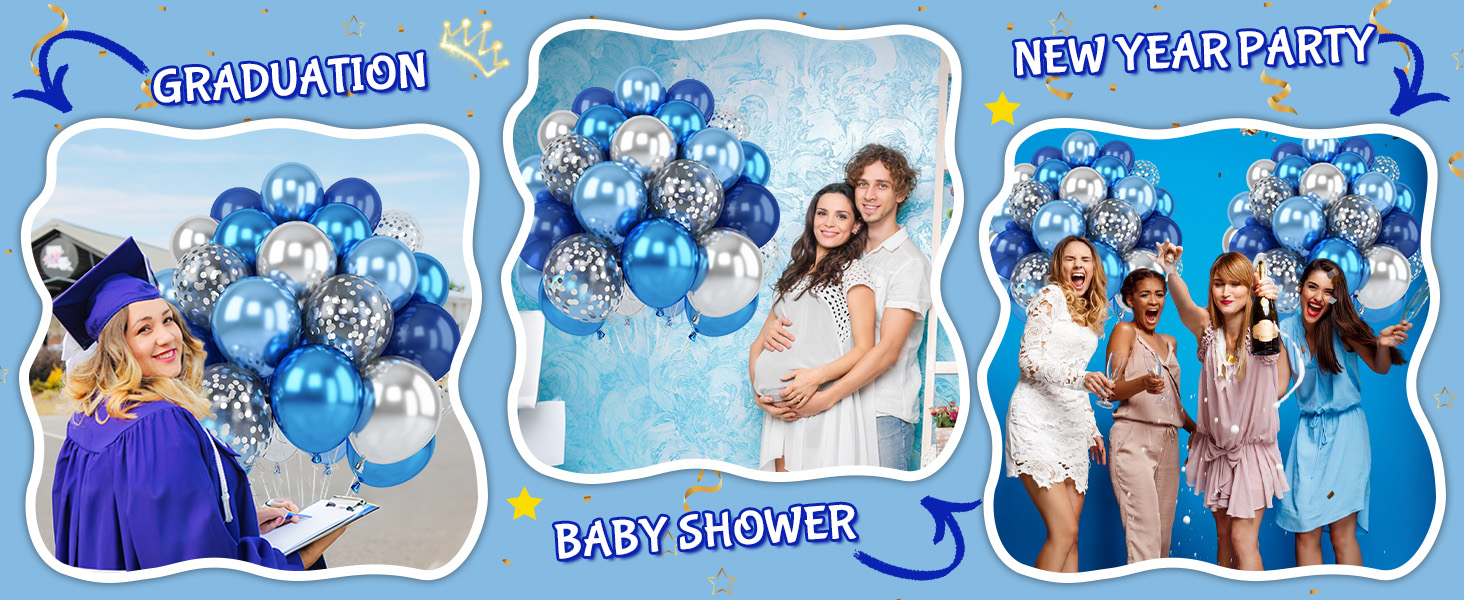 silver blue balloons