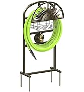 GOFORWILD Garden Hose Holder with Brass Faucet, Freestanding Water Hose Stand with Storage Basket...