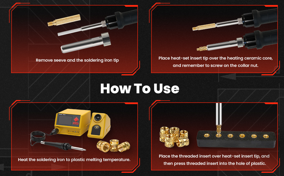 8Pcs Soldering Tips/Heat Set Insert Tips for Thread Inserts -1-3 Hove tu use