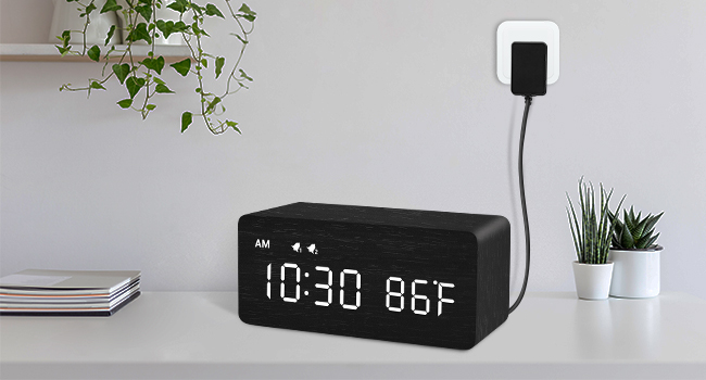 wooden alarm clock