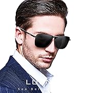 LUENX Rectangular Polarized Aviator Sunglasses for Men Retro Pilot Shades Driving UV400 Protection
