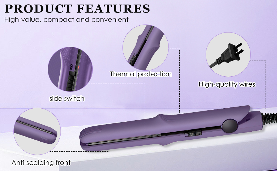 Mini Hair Straightener Suitable for all types of Hair, Soft, Fine, Thick, Curly