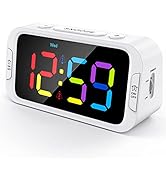 Odokee Dual Colorful Alarm Clock for Kids Bedroom - 0-100% Dimmer, 5 Alarm Sounds, USB Charger, E...
