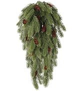 2 Pack Artificial Pine Branches with Pine Cones Green Plants Pine Needles Artificial Hanging Plan...