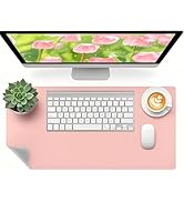 Bloss Pink Leather Desk Mat Protector,Office Desks Mats,Laptop Waterproof Desk Pads,Desks Protect...