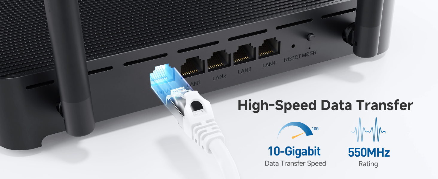 Durable Cat6A cable with gold-plated connectors for secure connections
