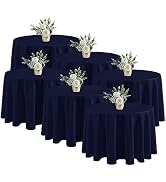 Fitable 6 Pack Navy Round Tablecloths - 120 Inches in Diameter - Stain Resistant and Washable Tab...