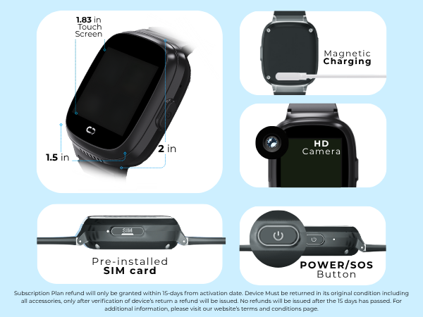 Emojikidz Smartwatch Black Size Dimensions