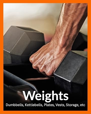 Weights - dumbbells plates kettlebells vests and storage racks