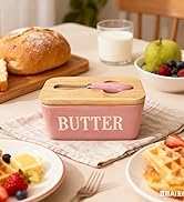 Domini Large Butter Dish,Ceramic Butter Dish with lid and knife, Butter Keeper Double Silicone Se...