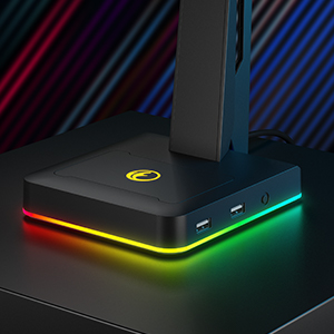 IFYOO RGB Gaming Headset Stand with 2 USB Ports, Game Headphone Mount for PC, Xbox One, PS4, Switch