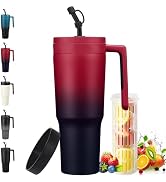 40 oz Tumbler with Handle and Straw - Fruit Infuser Water Bottle Keep Cold-46H, Leakproof Insulat...