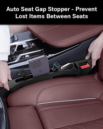 Soft leather grain multifunctional seat side gap filler with organizer & hook function