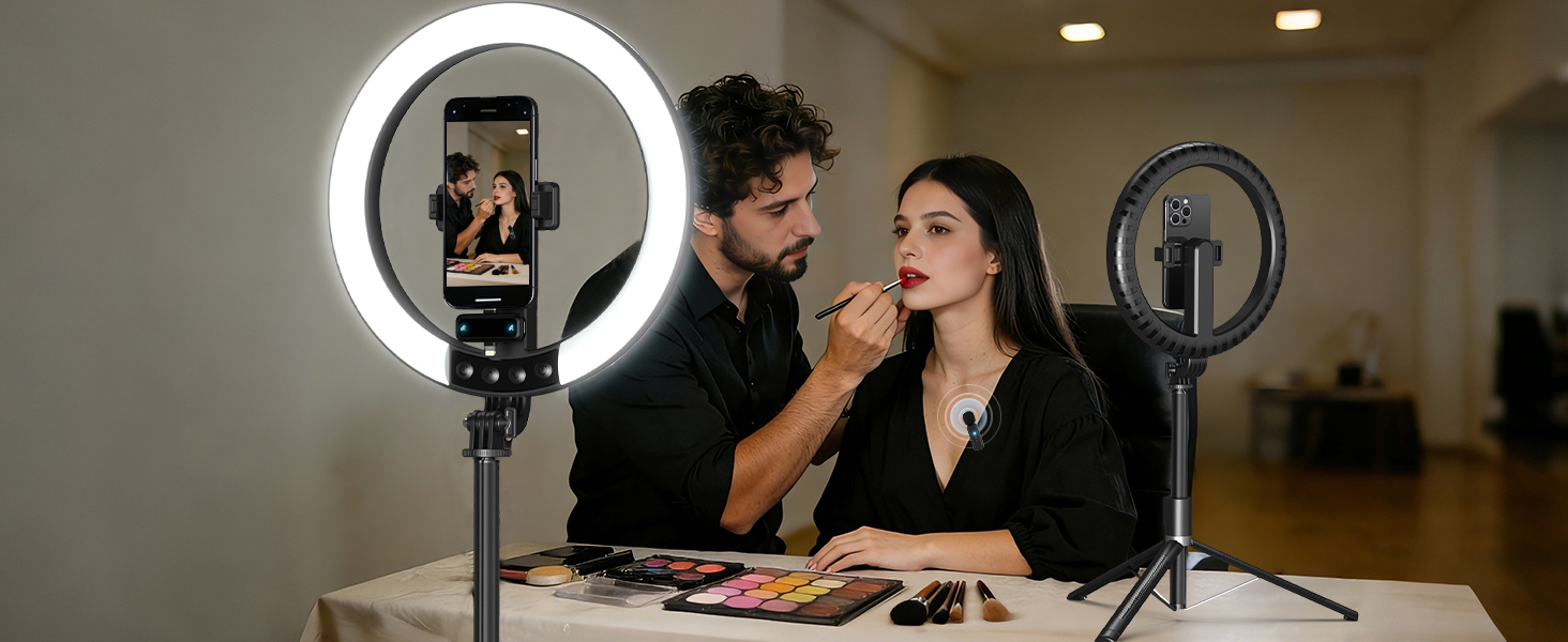 vlogging kit, influencer kit, ring light with stand